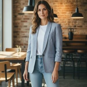 NWT J. Crew Unstructured Shawl Collar Cotton Linen Blazer Size 4 Coastal Office